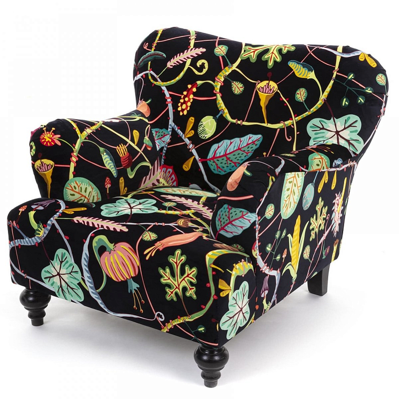 Кресло Seletti Armchair Botanical diva black Черный Мульти в Перми | Loft Concept 