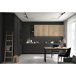 Черный матовый кухонный гарнитур с фасадом под дерево Renart Kitchen Set варинант исполнения - 3 | Loft Concept в Перми