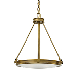 Люстра подвесная цвета латунь с плоским круглым матовым стеклянным плафоном на цепи Hinkley варинант исполнения - 1 | Loft Concept в Перми