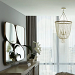 Зеркало в ассиметричной раме золотистого цвета Chaotic варинант исполнения - 4 | Loft Concept в Перми