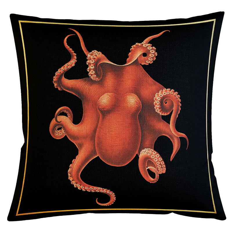 Декоративная подушка Red Octopus Бежевый Черный Красный Декоративная подушка Red Octopus Бежевый Черный Красный в Перми | Loft Concept