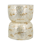 Приставной столик с мозаичным рисунком из раковин устриц Bone Inlay варинант исполнения - 2 | Loft Concept в Перми