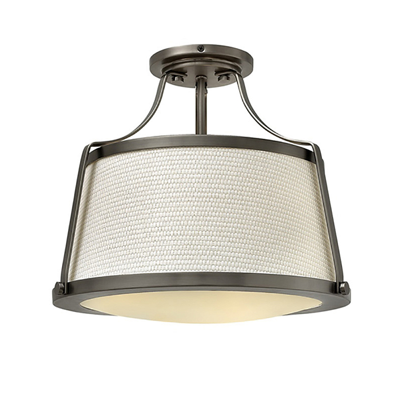 Потолочный светильник со светлым текстильным абажуром Hinkley Латунь Белый Никель в Перми | Loft Concept 