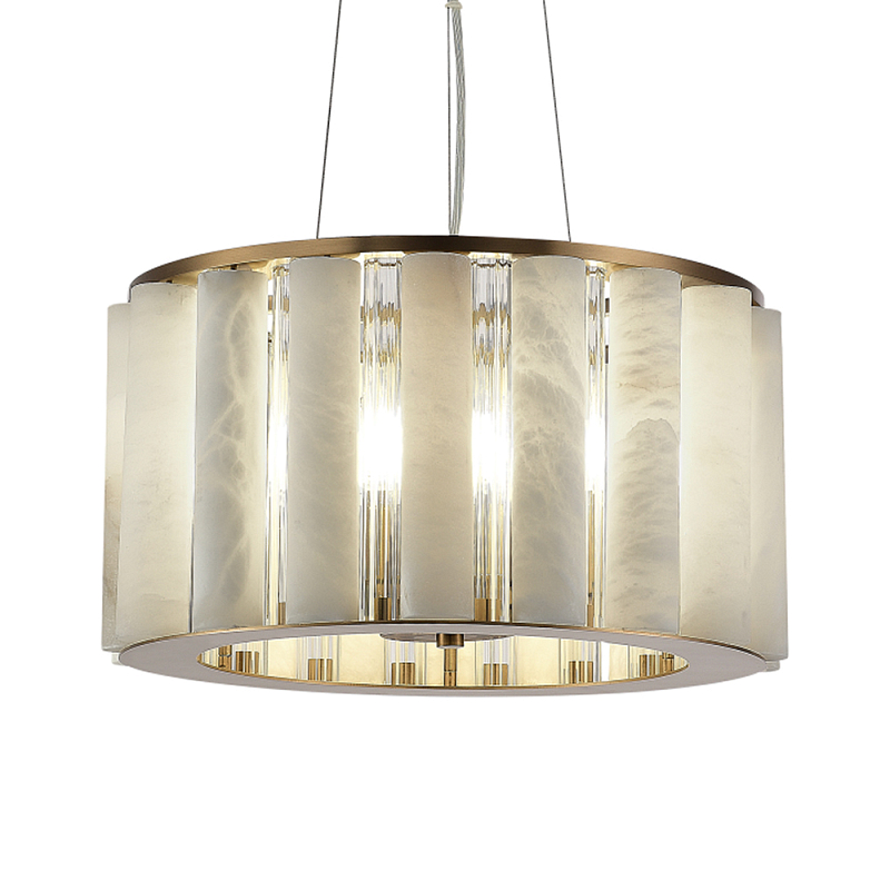 Люстра с абажуром из стекла и премиального алебастра Ravishment Прозрачный Белый Бронза в Перми | Loft Concept 