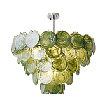Люстра из зеленых стеклянных дисков с перламутровым эффектом Green Glowing Glaze варинант исполнения - 1 | Loft Concept в Перми