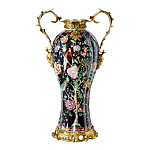 Ваза из фарфора черная с цветочной росписью и бронзовыми элементами Spring Garden варинант исполнения - 1 | Loft Concept в Перми