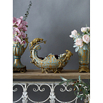 Чаша голубого цвета с оранментом и и бронзовыми фигурами леопардов Eden Garden варинант исполнения - 5 | Loft Concept в Перми