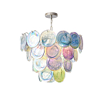 Люстра с каскадом из круглых разноцветных стеклянных дисков Mother of Pearl Iridescence варинант исполнения - 4 | Loft Concept в Перми