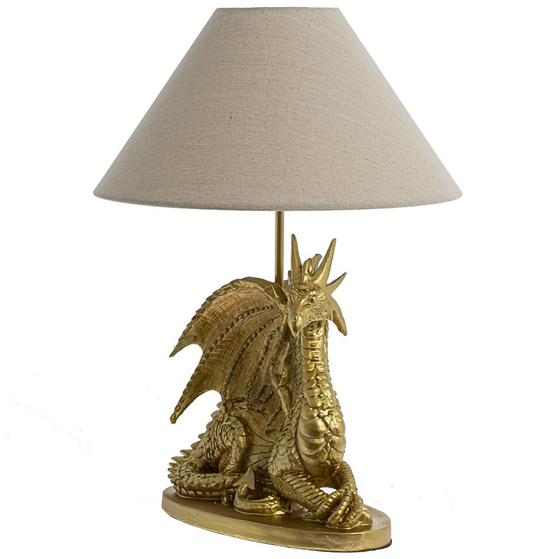 Настольная лампа с абажуром Дракон Golden Dragon Lamp Beige Золотой Бежевый Настольная лампа с абажуром Дракон Golden Dragon Lamp Beige Золотой Бежевый в Перми | Loft Concept