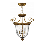 Люстра подвесная цвета латунь с прозрачным стеклянным плафоном и тремя лампами в классическом стиле на цепи Hinkley варинант исполнения - 2 | Loft Concept в Перми