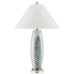 Настольная лампа овальная с тропическим принтом Stylized Aalm Leaves Motif варинант исполнения - 4 | Loft Concept в Перми