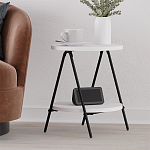 Стол приставной с 2-мя круглыми белыми столешницами ESSEL SIDE TABLE WHITE варинант исполнения - 6 | Loft Concept в Перми