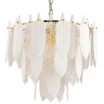 Люстра с декором из рельефного стекла в виде перьев Abelia Feather Chandelier 10 варинант исполнения - 1 | Loft Concept в Перми