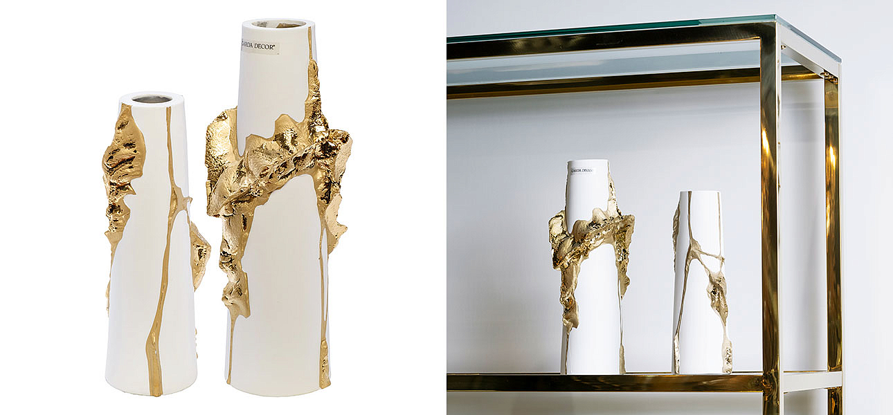 Ваза Rhea white with gold 30 Ваза Rhea white with gold 30 - Loft-Concept в Перми