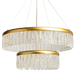 Люстра двухъярусная с золотого цвета и прозрачными подвесками Pettico варинант исполнения - 1 | Loft Concept в Перми