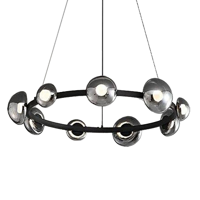 Люстра подвесная светодиодная в форме кольца Gray Ring Chandelier Серый Хром Люстра подвесная светодиодная в форме кольца Gray Ring Chandelier Серый Хром в Перми | Loft Concept