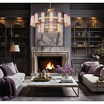 Люстра двухъярусная круглая с текстурными цилиндрическими плафонами Glimpse варинант исполнения - 5 | Loft Concept в Перми