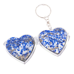 Зеркало брелок складное двухстороннее в форме сердца из натурального камня Лазурит Stone Mirrors варинант исполнения - 2 | Loft Concept в Перми