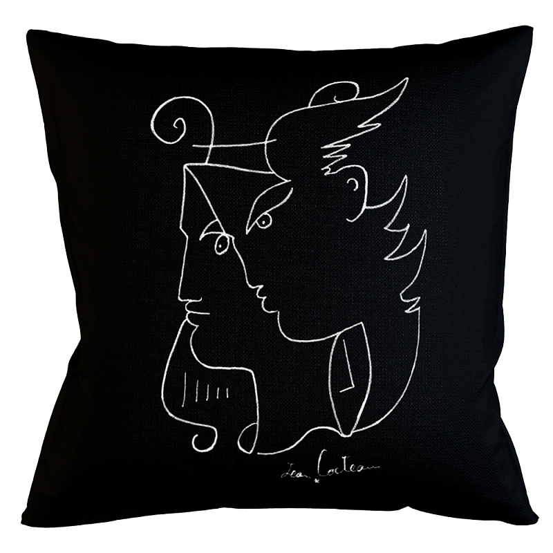 Декоративная подушка White Silhouette Orpheus Pillow Бежевый Черный Декоративная подушка White Silhouette Orpheus Pillow Бежевый Черный в Перми | Loft Concept