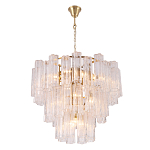 Люстра круглая многоярусная с прозрачными подвесками из стекла Hexagon Tube Light варинант исполнения - 3 | Loft Concept в Перми