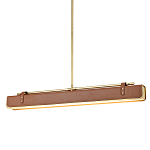 Подвесной светильник линейный латунного цвета в кожаном коричневом чехле и декоративными ремешками Alora варинант исполнения - 1 | Loft Concept в Перми