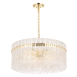 Люстра подвесная круглая с прозрачными рельефными стеклянными вставками и золотым основанием Textured Glass Chandelier варинант исполнения - 2 | Loft Concept в Перми