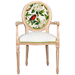 Стул с подлокотниками золотистый из бука с изображением птиц и цветов Blooming Red Birds варинант исполнения - 1 | Loft Concept в Перми