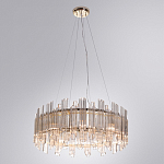 Люстра подвесная круглая с прозрачными хрустальными трубками и золотистым каркасом Диаметр 60 см Hexagon Tube Light варинант исполнения - 2 | Loft Concept в Перми