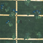Обои ручная роспись Morning Glory Original colourway on Edo Green painted Xuan paper варинант исполнения - 1 | Loft Concept в Перми