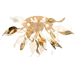 Люстра потолочная с декоративными белыми и золотистыми листьями Wintery flovers варинант исполнения - 3 | Loft Concept в Перми