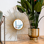 Зеркало-солнце круглое в раме из металла с золотыми с лучами Rays of Peace варинант исполнения - 3 | Loft Concept в Перми