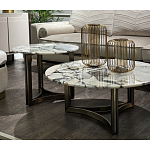 Столик журнальный с круглой мраморной столешницей Unique Stone Design варинант исполнения - 7 | Loft Concept в Перми