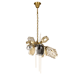 Люстра подвесная со стеклянными плафонами из дымчатого и золотистого с тремя вертикальными подвесками Gilded Mirage  варинант исполнения - 2 | Loft Concept в Перми