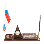 Настольный письменный набор с часами в виде пирамиды из природного камня обсидиана Pyramid of Time варинант исполнения - 1 | Loft Concept в Перми