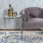 Приставной столик на серебристом основании с столешницей из стекла Noir варинант исполнения - 4 | Loft Concept в Перми