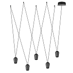 Подвесной светильник черными плафонами на длинных пересекающихся тросах Construction варинант исполнения - 2 | Loft Concept в Перми