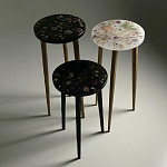 Круглый журнальный столик со столешницей из эпоксидной смолы Epoxy Resin Flowers Coffee Table варинант исполнения - 4 | Loft Concept в Перми