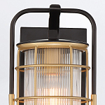 Настенный фонарь цилиндрической формы с рифленым стеклом в золотом каркасе на черном прямоугольном основании Eurofase варинант исполнения - 13 | Loft Concept в Перми