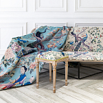 Трехместный диван на металлическом каркасе с цветочным принтом в стиле шинуазри Chinoiserie Birds on a Tree Sofa варинант исполнения - 4 | Loft Concept в Перми