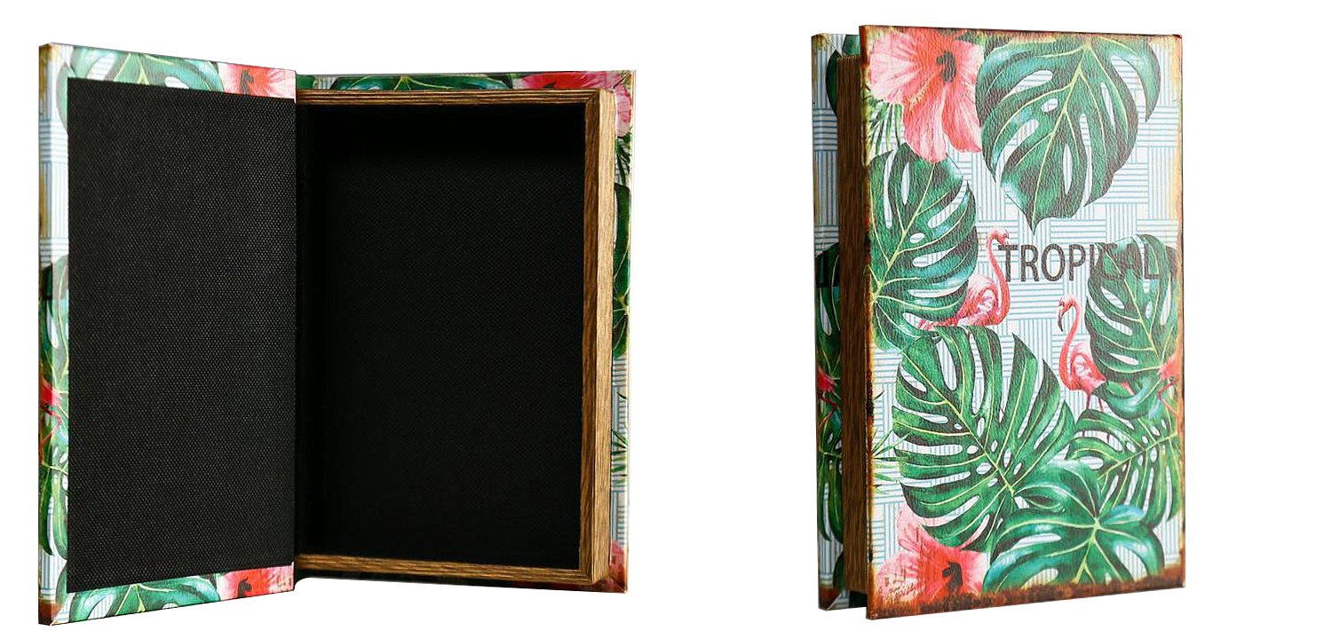 Шкатулка-книга Tropical Flamingos Mirror Book Box Шкатулка-книга Tropical Flamingos Mirror Book Box - Loft-Concept в Перми