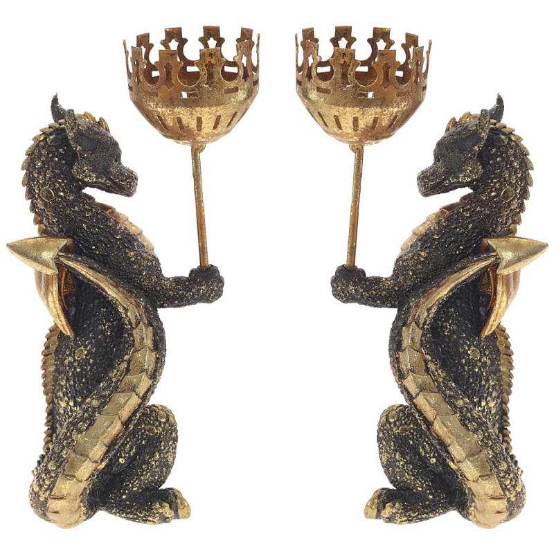 Подсвечник в виде дракона Dragon candlestick Gold Red L or R Золотой Красный в Перми | Loft Concept 