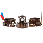 Настольный письменный набор с часами из природного камня обсидиана Competent Leader варинант исполнения - 1 | Loft Concept в Перми