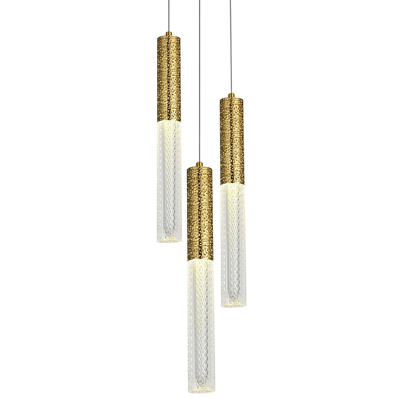 Подвесной светильник латунь Dew Drops Tube Brass Trio Hanging Lamp Латунь Прозрачный Подвесной светильник латунь Dew Drops Tube Brass Trio Hanging Lamp Латунь Прозрачный в Перми | Loft Concept