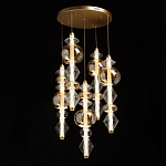 Люстра с плафонами из прозрачного и янтарного стекла в виде шаров и ромбов Gabriel Scott Luna варинант исполнения - 3 | Loft Concept в Перми