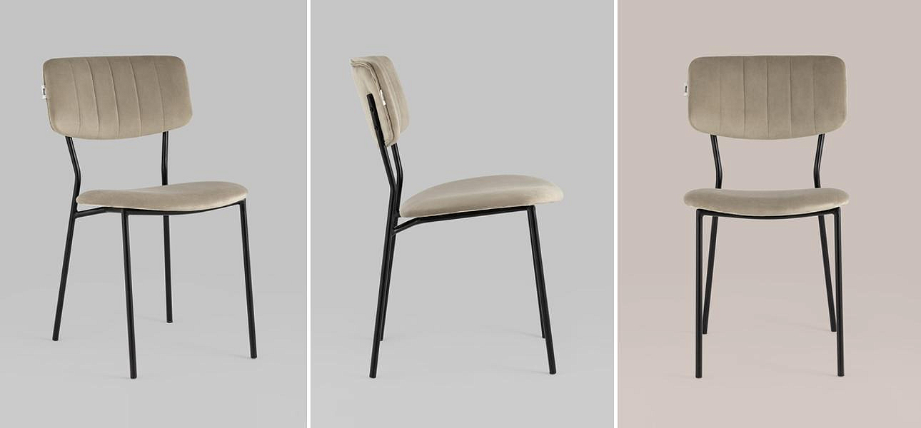 Стул Singer Chair без подлокотника Бежевый Велюр Стул Singer Chair без подлокотника Бежевый Велюр - Loft-Concept в Перми