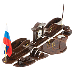 Настольный письменный набор с часами из природного камня обсидиана Competent Leader варинант исполнения - 2 | Loft Concept в Перми