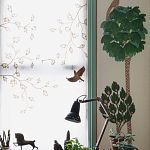 Обои с вышивкой ручной работы Mughal Trees Original colourway on linen варинант исполнения - 3 | Loft Concept в Перми