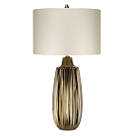 Настольная лампа с рифленым керамическим основанием в бронзовом цвете и жемчужным шёлковым абажуром Elstead Lighting варинант исполнения - 1 | Loft Concept в Перми