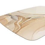 Обеденный стол с прямоугольной бежевой столешницей из стекла на 4-х деревянных ножках Beige Marble варинант исполнения - 4 | Loft Concept в Перми