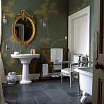 Обои ручная роспись Bamboo Golden on Blue grey dyed silk варинант исполнения - 1 | Loft Concept в Перми